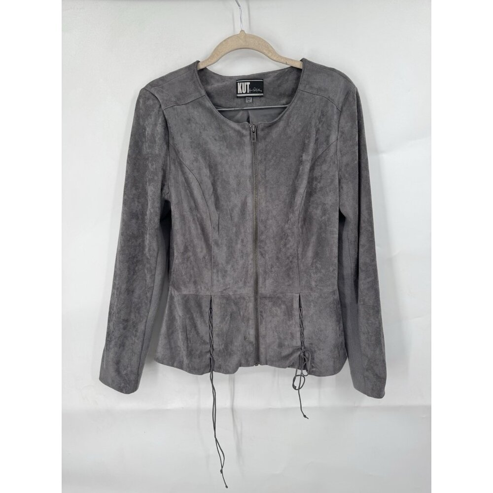Kut From The Kloth‎ Faux Suede Western Grunge Jacket Women Small Grey Vegan